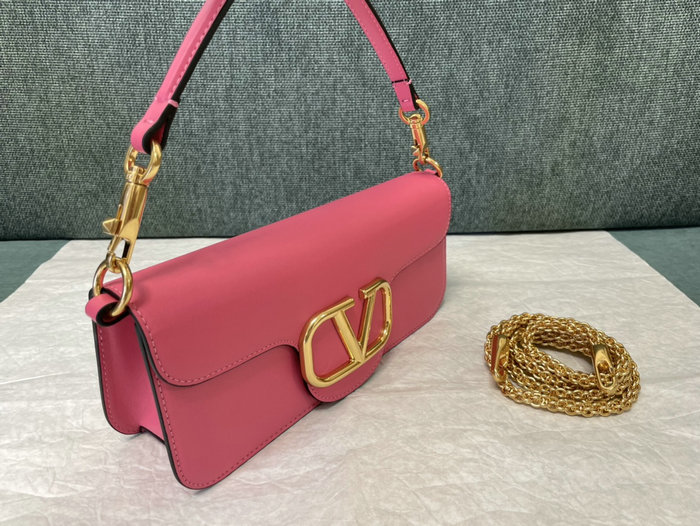 Valentino Loco Calfskin Shoulder Bag Pink V1133L