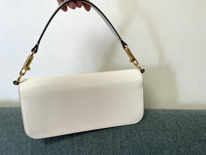 Valentino Loco Calfskin Shoulder Bag White V1133L