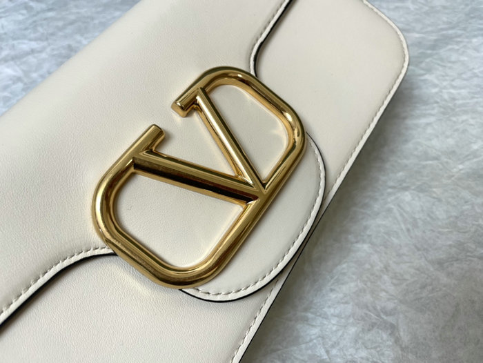 Valentino Loco Calfskin Shoulder Bag White V1133L