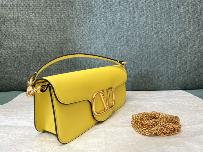 Valentino Loco Calfskin Shoulder Bag Yellow V1133L