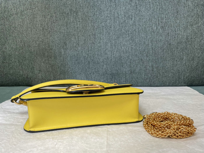 Valentino Loco Calfskin Shoulder Bag Yellow V1133L