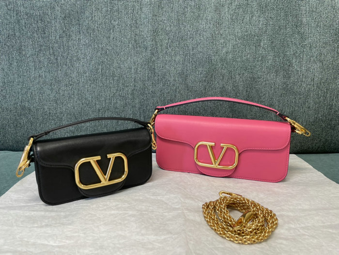 Valentino Loco Small Calfskin Shoulder Bag Black V1133S
