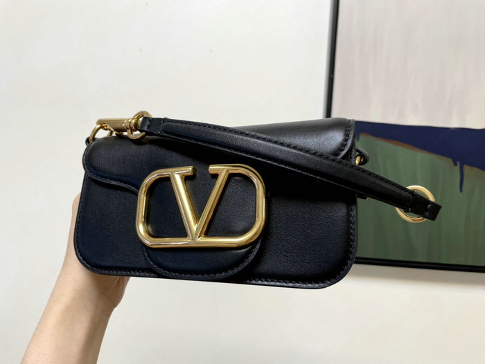 Valentino Loco Small Calfskin Shoulder Bag Black V1133S