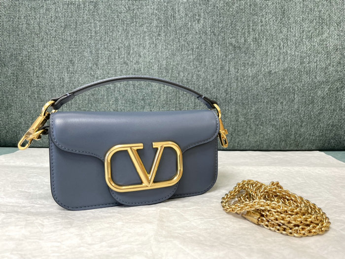 Valentino Loco Small Calfskin Shoulder Bag Blue V1133S