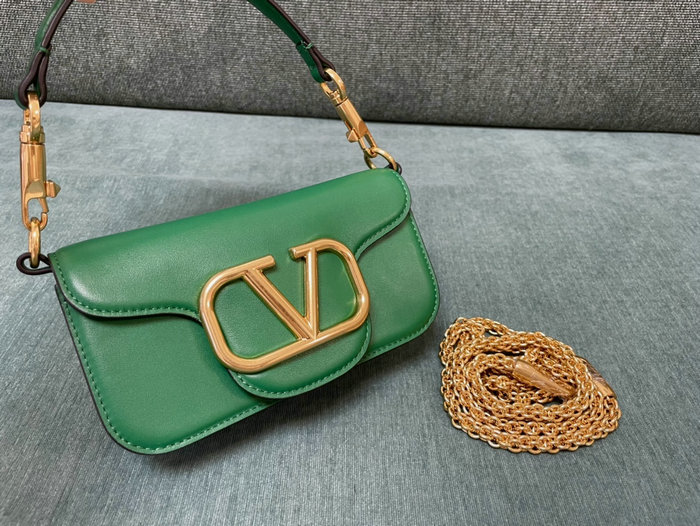 Valentino Loco Small Calfskin Shoulder Bag Green V1133S