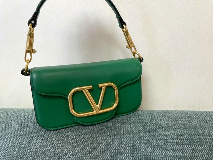 Valentino Loco Small Calfskin Shoulder Bag Green V1133S