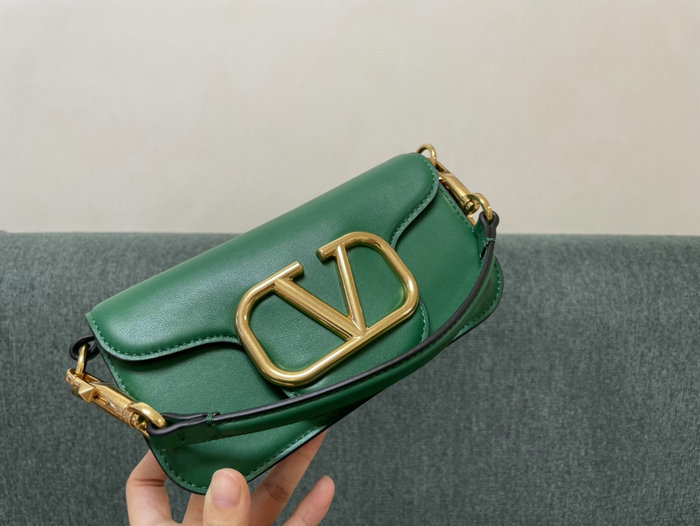 Valentino Loco Small Calfskin Shoulder Bag Green V1133S