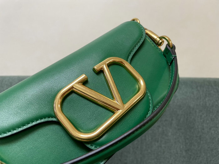 Valentino Loco Small Calfskin Shoulder Bag Green V1133S