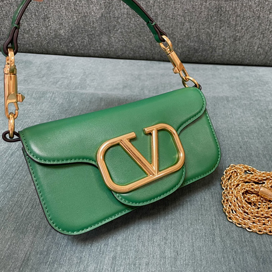 Valentino Loco Small Calfskin Shoulder Bag Green V1133S