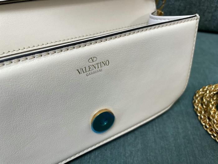 Valentino Loco Small Calfskin Shoulder Bag White V1133S