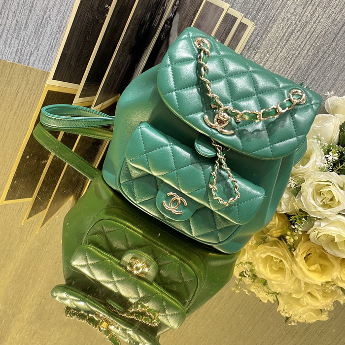 Chanel Small Duma Drawstring Backpack Green AS2908