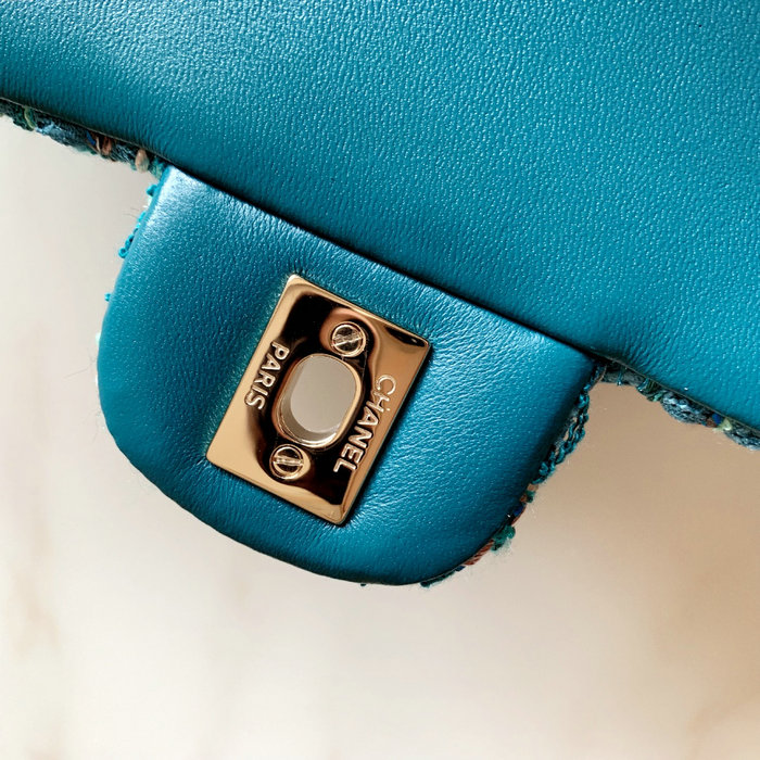 Chanel Tweed Medium Flap Bag Blue CF1112