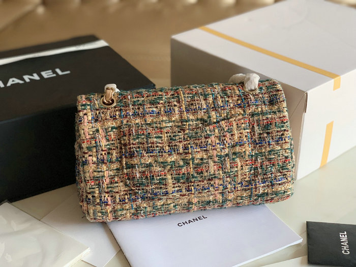 Chanel Tweed Medium Flap Bag Gold CF1112