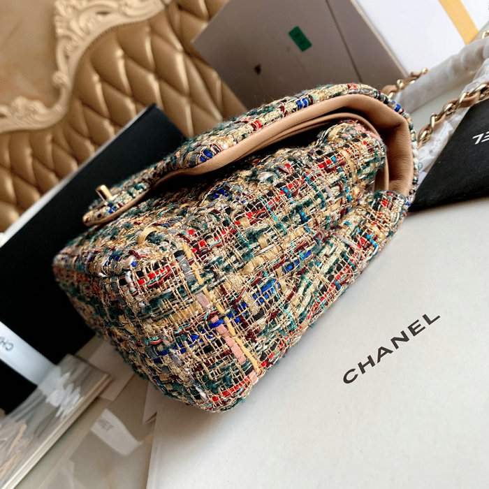 Chanel Tweed Medium Flap Bag Gold CF1112