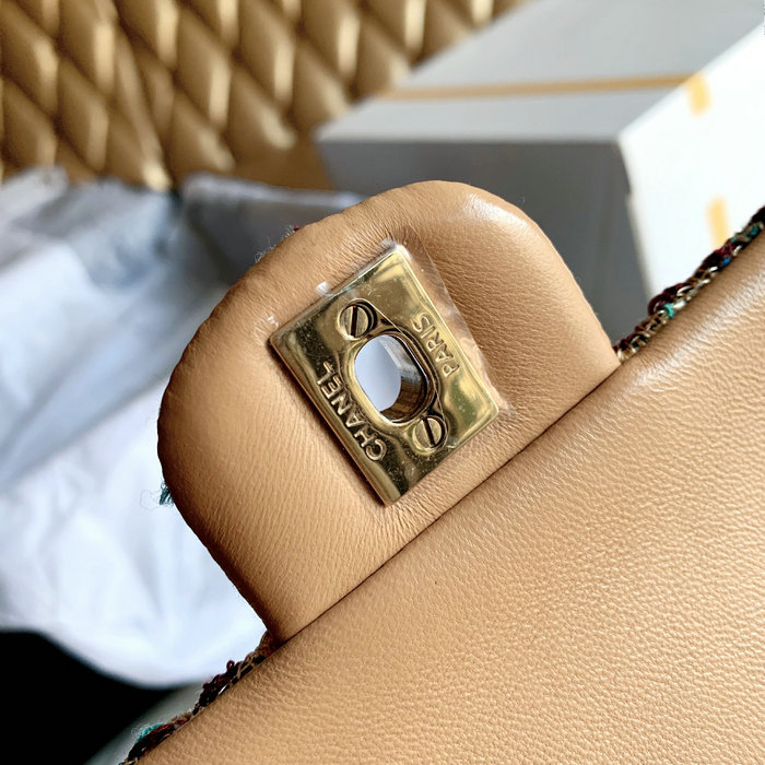 Chanel Tweed Medium Flap Bag Gold CF1112