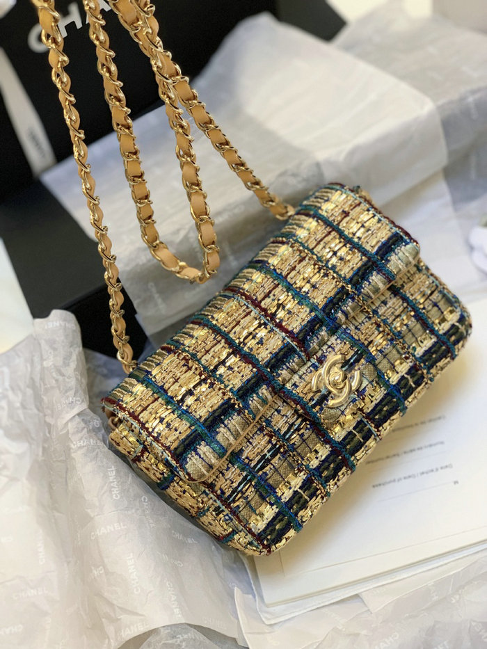 Chanel Tweed Small Flap Bag Blue CF69902