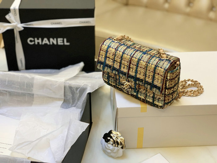 Chanel Tweed Small Flap Bag Blue CF69902