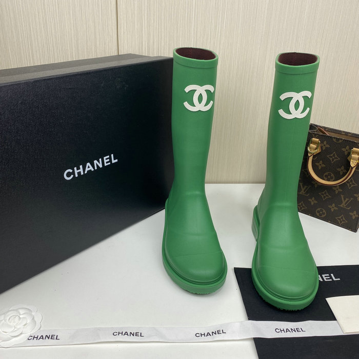 Chanel Wellington Boots Green CS02171