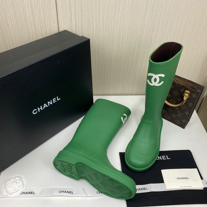 Chanel Wellington Boots Green CS02171