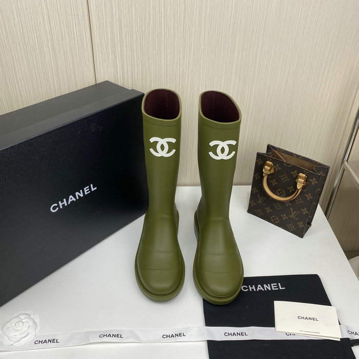 Chanel Wellington Boots Khaki CS02171