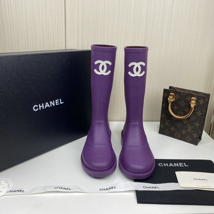 Chanel Wellington Boots Purple CS02171