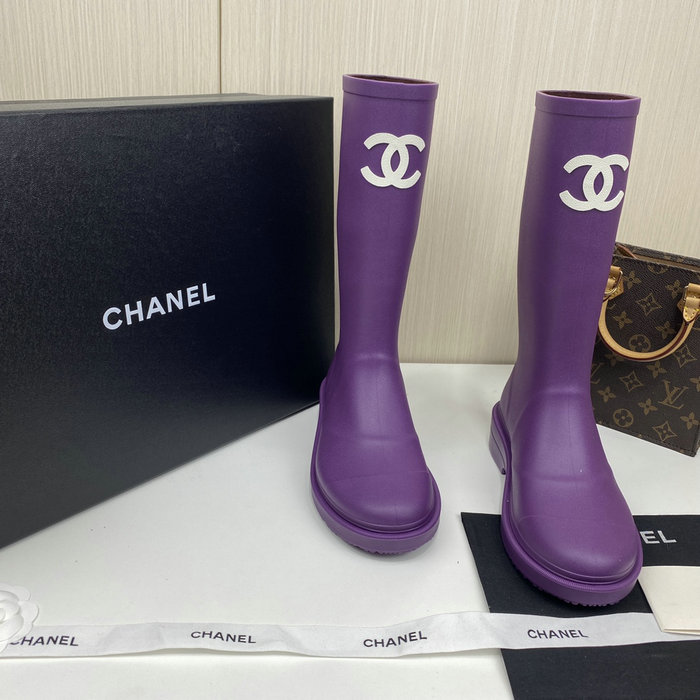 Chanel Wellington Boots Purple CS02171