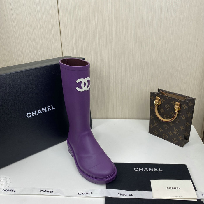 Chanel Wellington Boots Purple CS02171