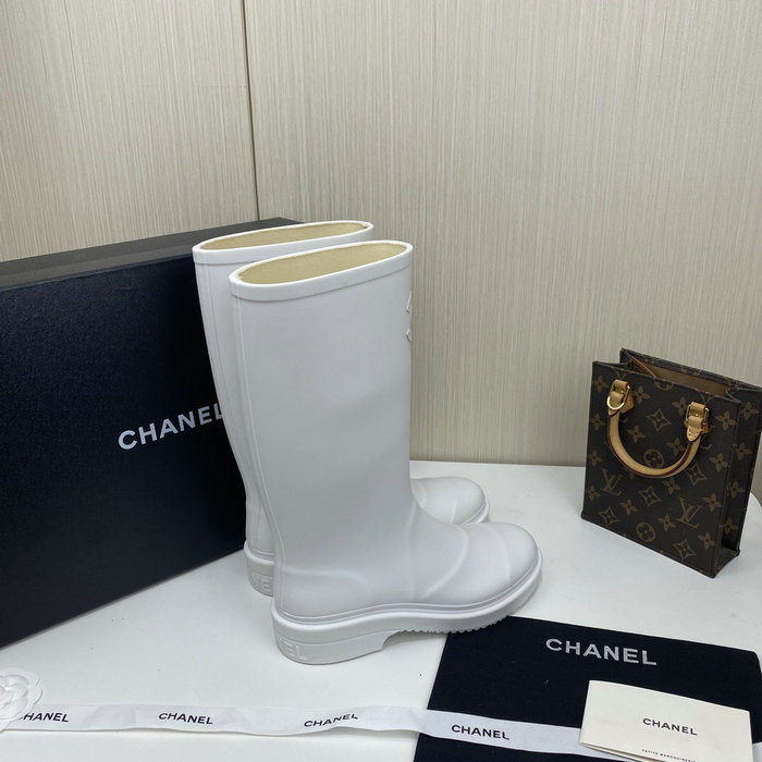 Chanel Wellington Boots White CS02171