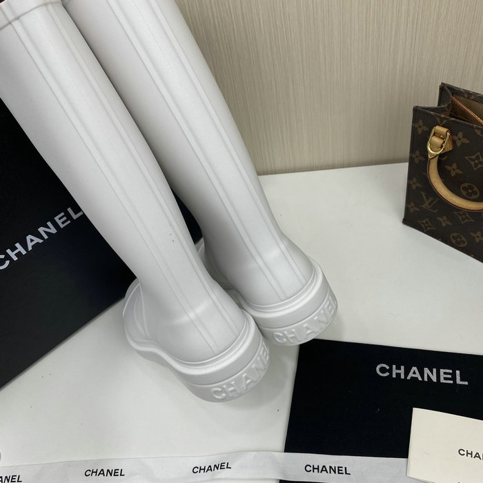 Chanel Wellington Boots White CS02171