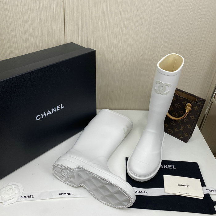 Chanel Wellington Boots White CS02171