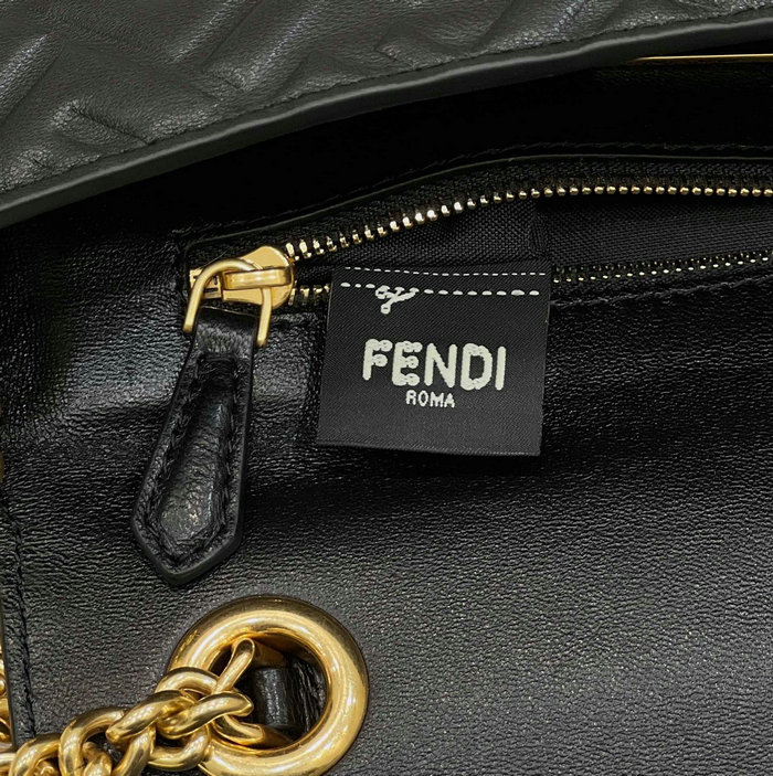 Fendi Baguette Chain Midi Bag Black F8533