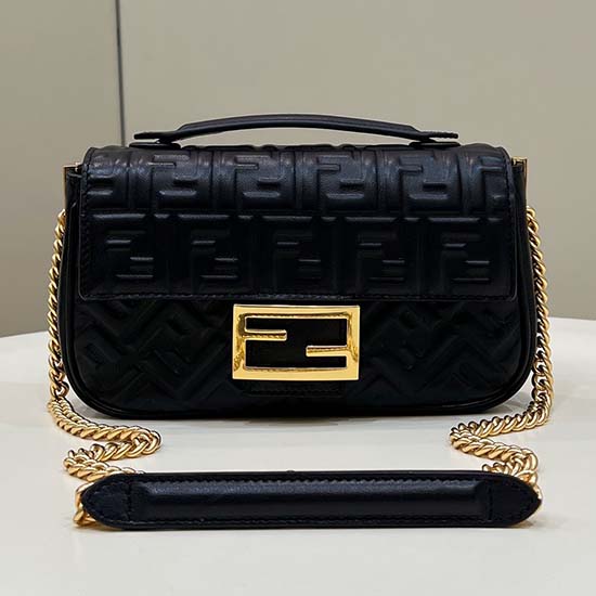 Fendi Baguette Chain Midi Bag Black F8533