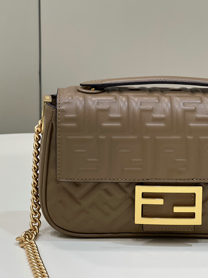 Fendi Baguette Chain Midi Bag Brown F8533