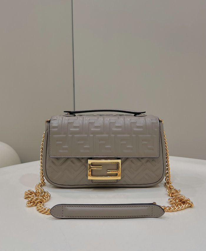 Fendi Baguette Chain Midi Bag Grey F8533