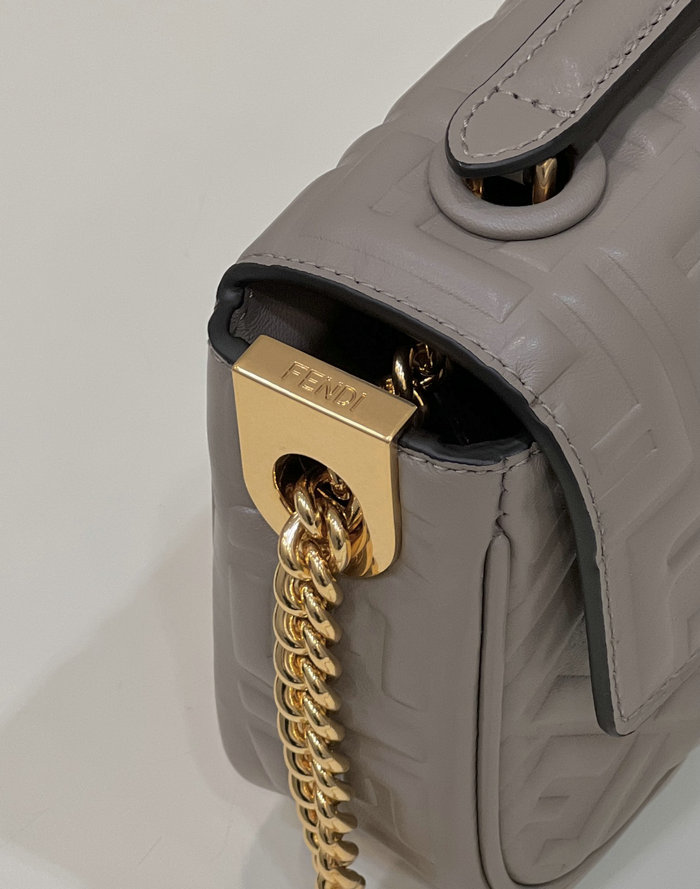 Fendi Baguette Chain Midi Bag Grey F8533