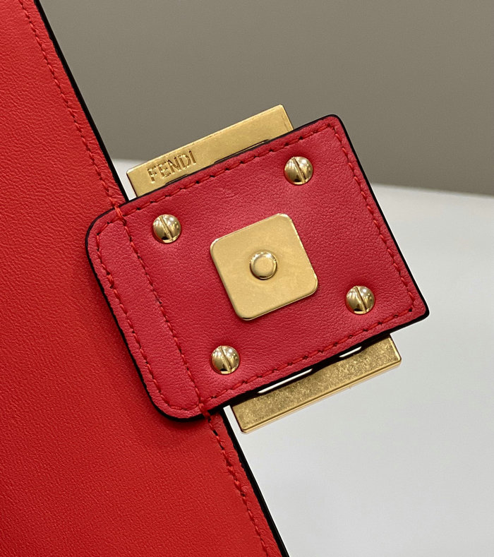 Fendi Baguette Chain Midi Bag Red F8533