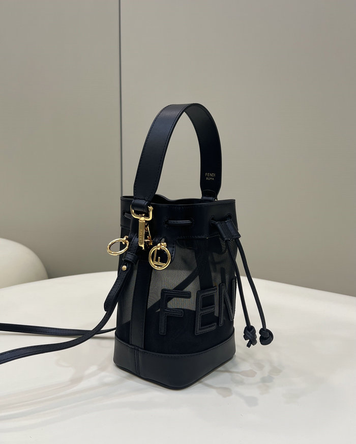 Fendi Mesh Tresor Bucket Bag Black F8361