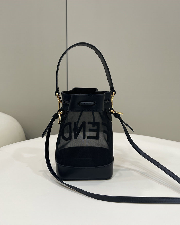 Fendi Mesh Tresor Bucket Bag Black F8361