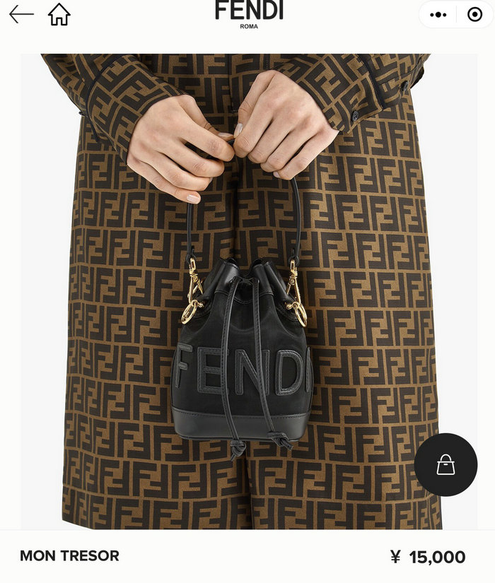 Fendi Mesh Tresor Bucket Bag Black F8361