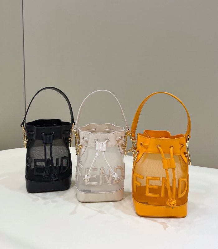 Fendi Mesh Tresor Bucket Bag Orange F8361