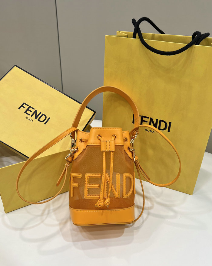 Fendi Mesh Tresor Bucket Bag Orange F8361