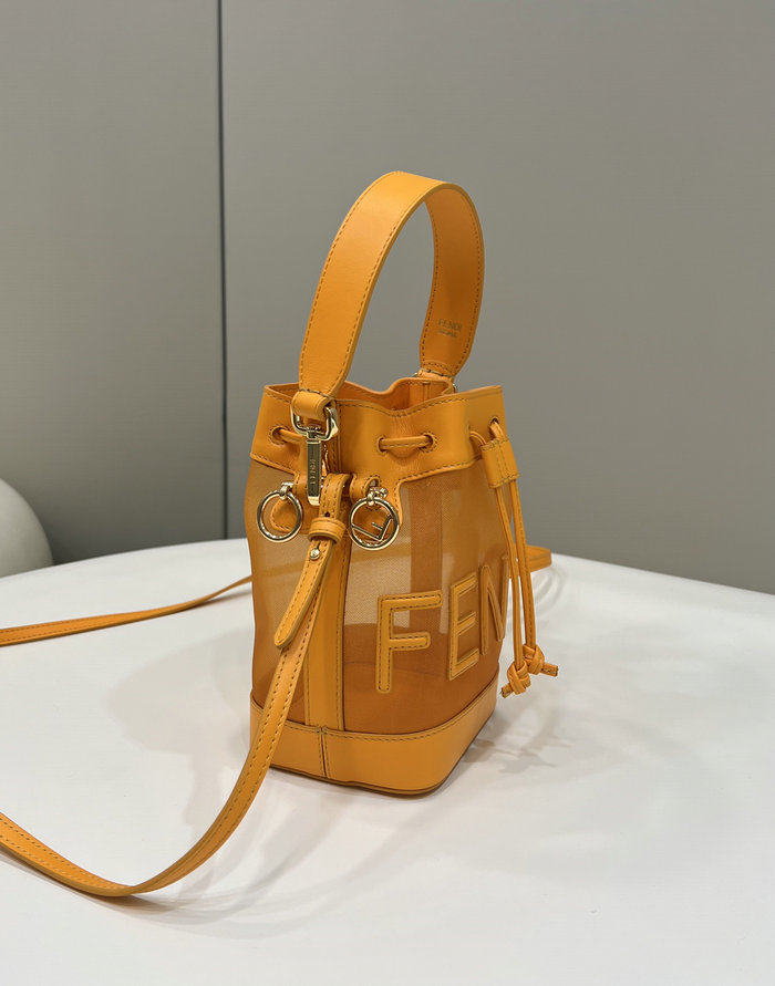 Fendi Mesh Tresor Bucket Bag Orange F8361