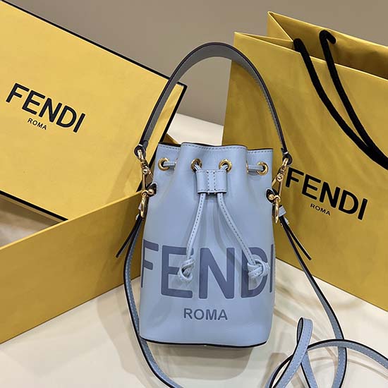 Fendi Mon Treso Bucket Bag Blue F8288