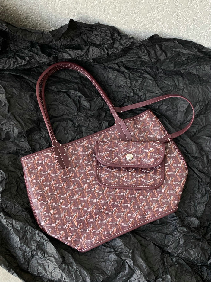 Goyard Goyardine Mini Tote Bag Burgundy G6003