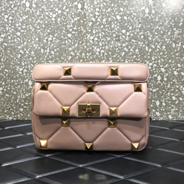 Valentino Medium Roman Stud The Shoulder Bag Pink VM1189