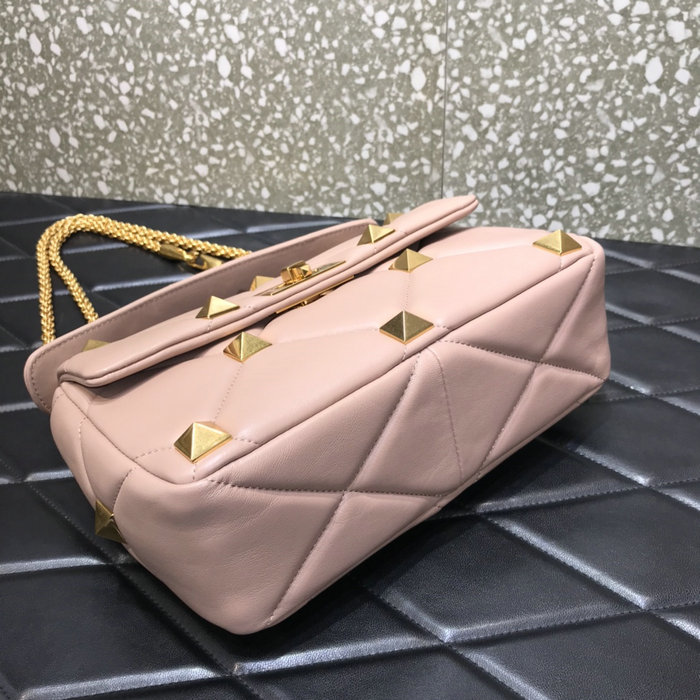 Valentino Medium Roman Stud The Shoulder Bag Pink VM1189