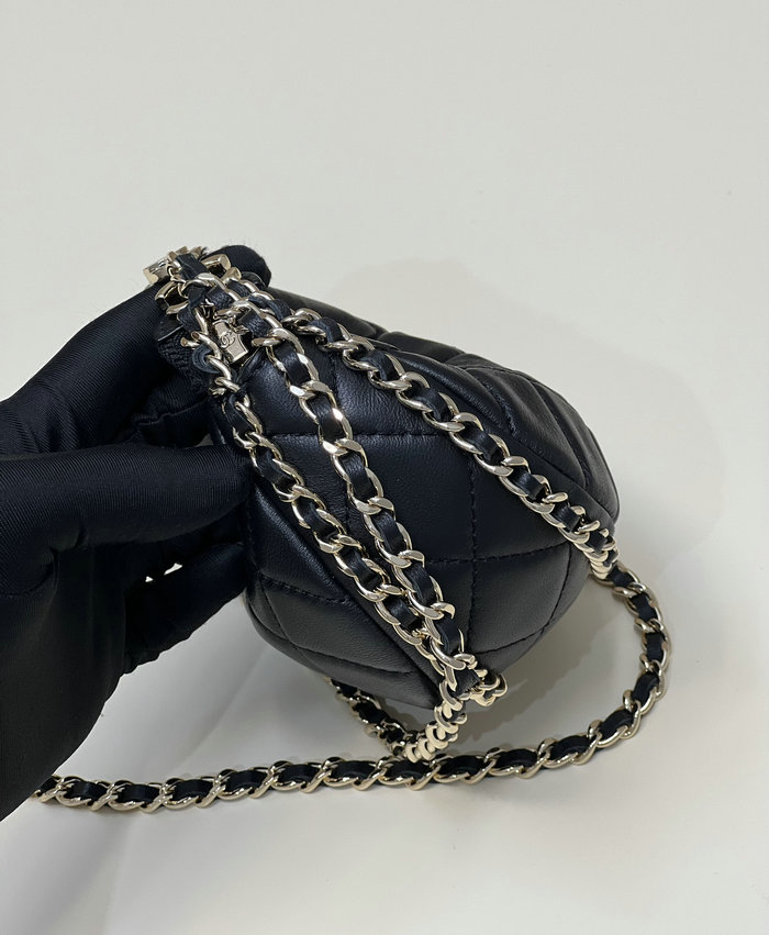 Chanel Lambskin Shoulder Bag Black AS3232