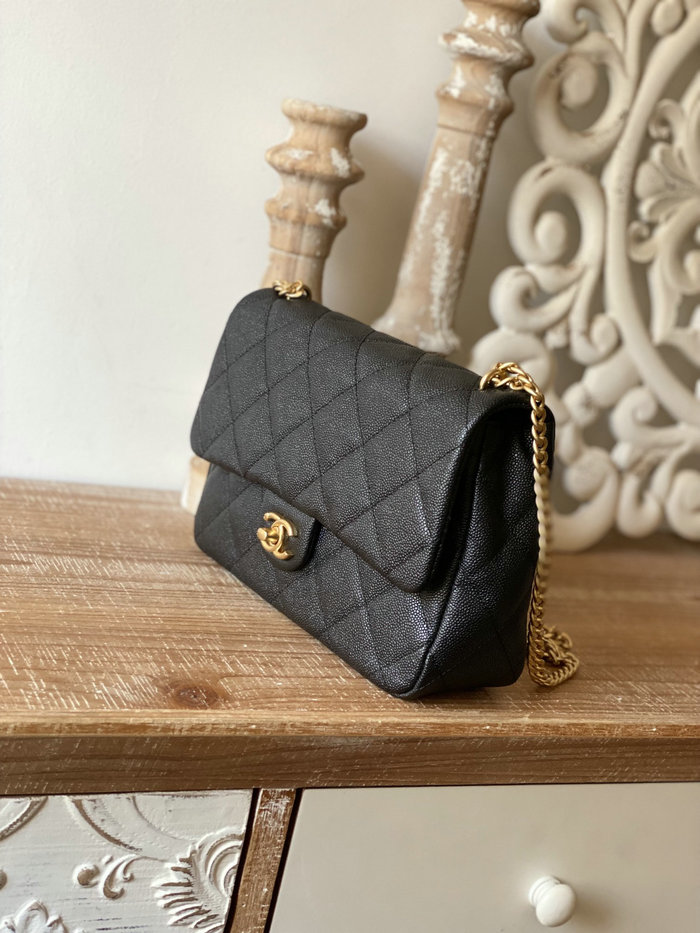 Chanel Leather Flap Shoulder Bag Black AS3921