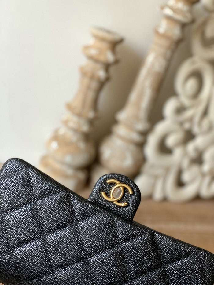 Chanel Leather Flap Shoulder Bag Black AS3921