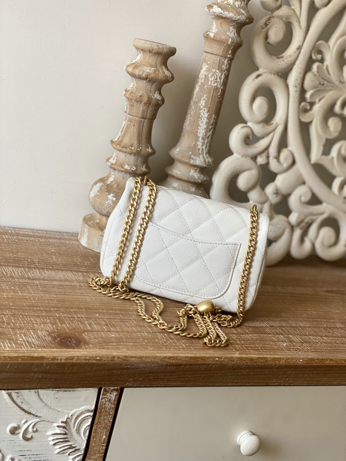 Chanel Leather Mini Flap Bag White AS3828